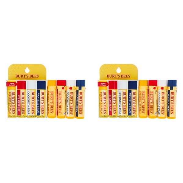 Burts Bees Best Of Burts Moisturizing Lip Balm Set by Burts Bees for Unisex - 4 x 0.15 oz Lip Balm Beeswax, Strawberry, Coconut and Pear, Vanilla Bean - Pack of 2 Sale