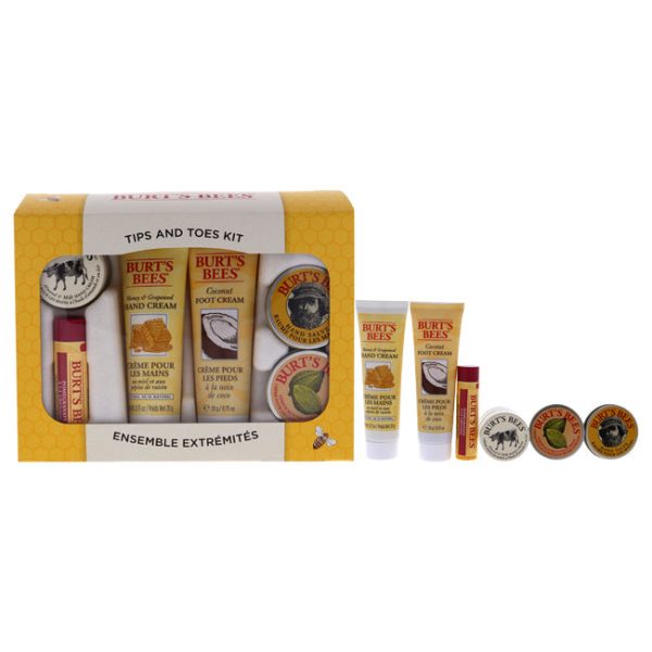 Burts Bees Tips and Toes Kit by Burts Bees for Women - 6 Pc Kit 0.3oz Hand Salve, 0.25oz Almond and Milk Hand Cream, 0.3oz Lemon Butter Cuticle Cream, 0.75oz Coconut Foot Cream, 0.75oz Honey and Grapeseed Hand Cream, 0.15oz Pomegranate Moisturizing Lip Ba Online Sale