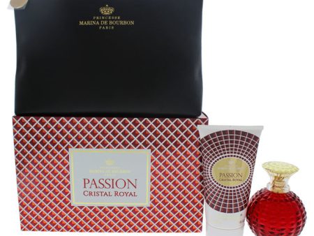 Princesse Marina de Bourbon Cristal Royal Passion by Princesse Marina de Bourbon for Women - 3 Pc Gift Set 3.4oz EDP Spray, 5oz Body Lotion, Pouch Online Sale