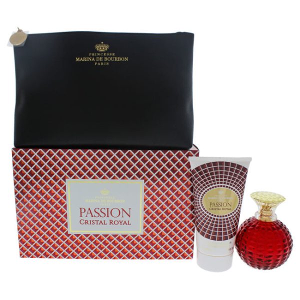 Princesse Marina de Bourbon Cristal Royal Passion by Princesse Marina de Bourbon for Women - 3 Pc Gift Set 3.4oz EDP Spray, 5oz Body Lotion, Pouch Online Sale