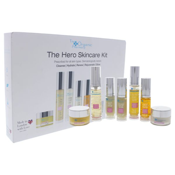 The Organic Pharmacy Hero Skin Care Kit by The Organic Pharmacy for Unisex - 7 Pc 0.3oz Carrot Butter Cleanser, 0.3oz Herbal Toner, 0.15oz Antioxidant Face Gel, 0.15oz Antioxidant Face Firming Serum, 0.3oz Double Rose Rejuvenating Face Cream, 0.15oz Colla Online Hot Sale