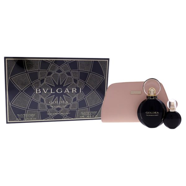 Bvlgari Goldea The Roman Night by Bvlgari for Women - 3 Pc Gift Set 2.5oz Sensual EDP Spray, 0.5oz Sensual EDP Spray, Beauty Pouch Hot on Sale