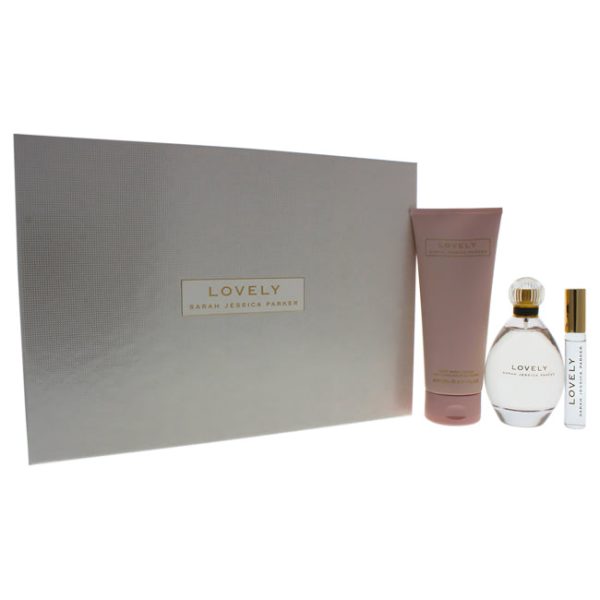 Sarah Jessica Parker Lovely by Sarah Jessica Parker for Women - 3 Pc Gift Set 3.4oz EDP Spray, 0.34oz EDP RollerBall, 6.7oz Body Lotion on Sale