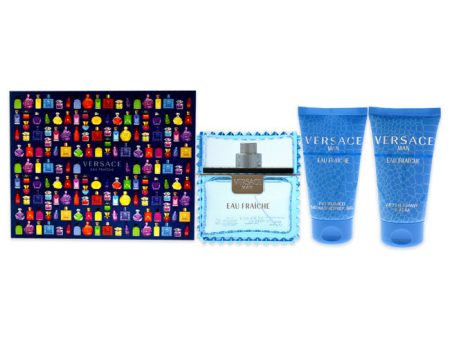 Versace Versace Eau Fraiche by Versace for Men - 3 Pc Gift Set 1.7oz EDT Spray, 1.7oz Bath and Shower Gel, 1.7oz After Shave Balm Cheap