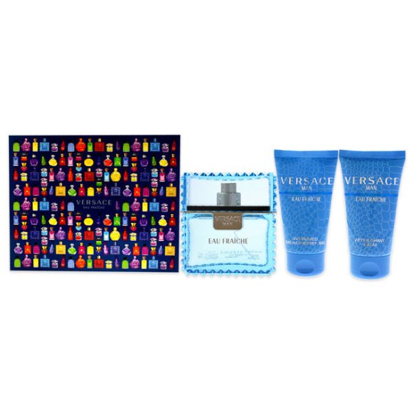 Versace Versace Eau Fraiche by Versace for Men - 3 Pc Gift Set 1.7oz EDT Spray, 1.7oz Bath and Shower Gel, 1.7oz After Shave Balm Cheap