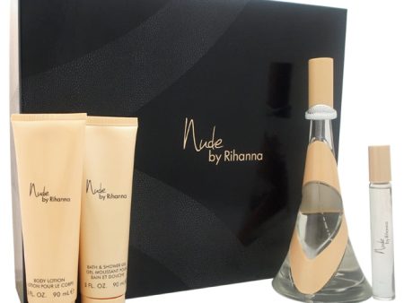 Rihanna Nude by Rihanna for Women - 4 Pc Gift Set 3.4oz EDP Spray, 0.34oz EDP Spray, 3oz Body Lotion, 3oz Bath & Shower Gel Online