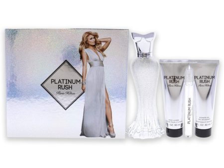 Paris Hilton Platinum Rush by Paris Hilton for Women - 4 Pc Gift Set 3.4 oz EDP Spray, 0.33oz EDP Spray, 3oz Body Lotion, 3oz Shower Gel Online Hot Sale