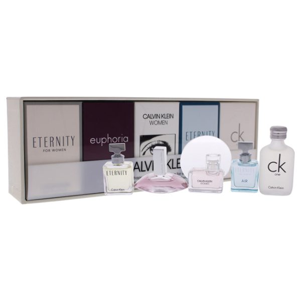 Calvin Klein Calvin Klein Deluxe Travel Collection by Calvin Klein for Women - 5 Pc Mini Gift Set 0.17oz Eternity EDP Spray, 0.13oz Euphoria EDP Spray, 0.17oz Ck Women EDP Spray, 0.17oz Eternity Air EDP Spray, 0.33oz Ck One EDT Spray Supply