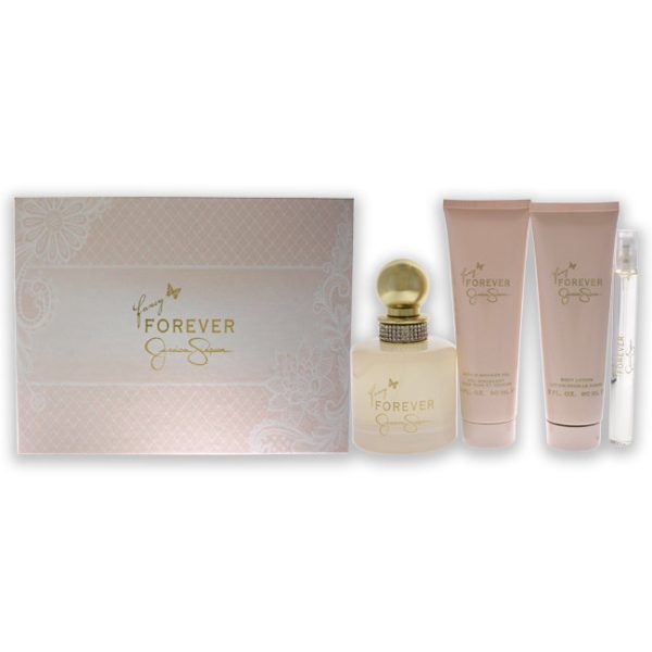 Jessica Simpson Fancy Forever by Jessica Simpson for Women - 4 Pc Gift Set 3.4oz EDP Spray, 0.34oz EDP Spray, 3oz Body Lotion, 3oz Shower Gel on Sale