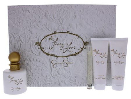 Jessica Simpson Fancy Love by Jessica Simpson for Women - 4 Pc Gift Set 3.4oz EDP Spray, 0.34oz EDP Mini Spray, 3oz Body Lotion, 3oz Bath and Shower Gel Cheap