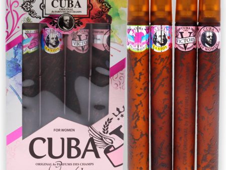 Cuba Cuba Quad I by Cuba for Women - 4 Pc Gift Set 1.17oz Cuba Heartbreak EDP Spray, 1.17oz Cuba La Vida EDP Spray, 1.17oz Cuba Victory EDP Spray, 1.17oz Cuba VIP EDP Spray For Cheap