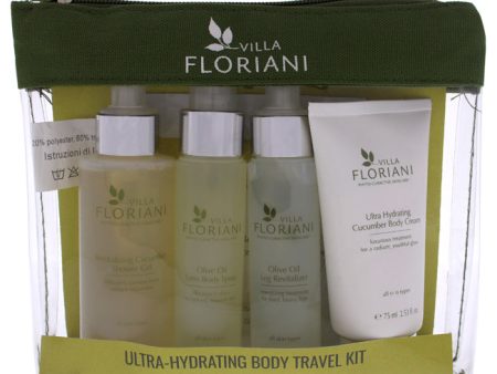 Villa Floriani Ultra-Hydrating Body Travel Kit by Villa Floriani for Unisex - 5 Pc 3.4oz Revitalizing Cucumber Shower Gel, 2.53oz Ultra Hydrating Cucumber Body Cream, 1.69oz Olive Oil Sating Body Spray, 1.69oz Olive Oil Leg Revitalizer, 1.41oz Olive Oil B Fashion