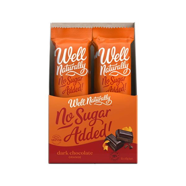 Well Naturally No Added Sugar Bar Dark Chocolate Orange 45g x 16 Display Sale