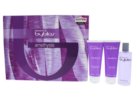 Byblos Elementi Di Amethyste by Byblos for Women - 3 Pc Gift Set 4.0oz EDT Spray, 3.4oz Shower Gel, 3.4oz Body Lotion Online Hot Sale