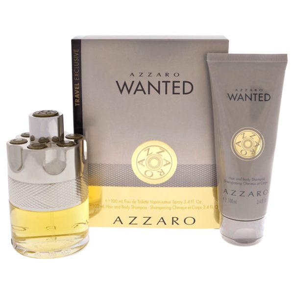 Azzaro Azzaro Wanted by Azzaro for Men - 2 Pc Gift Set 3.4oz EDT Spray, 3.4oz Hair and Body Shampoo Online now