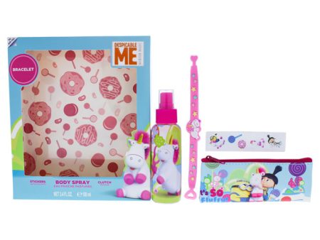 MPF Fluffy by MPF for Kids - 4 Pc Gift Set 3.4oz Body Spray, Clutch, Stickers, Bracelet Hot on Sale