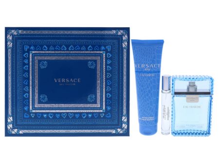 Versace Versace Man Eau Fraiche by Versace for Men - 3 Pc Gift Set 3.4oz EDT Spray, 10ml EDT Spray, 5oz Bath and Shower Gel Fashion