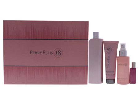 Perry Ellis Perry Ellis 18 by Perry Ellis for Women - 4 Pc Gift Set 3.4oz EDP Spray, 0.25oz EDP Spray, 4oz Body Mist, 3oz Bath And Shower Gel For Discount