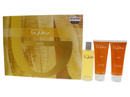 Byblos Elementi Di Sole by Byblos for Women - 3 Pc Gift Set 4.0oz EDT Spray, 3.4oz Shower Gel, 3.4oz Body Lotion For Sale