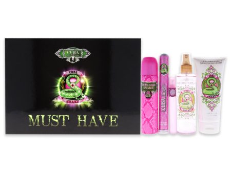 Cuba Cuba Must Have Snake by Cuba for Women - 5 Pc Gift Set 3.4oz EDP Spray, 1.17oz EDP Spray, 0.5oz EDP Spray, 6.7oz Body Spray, 6.7oz Body Splash Cheap