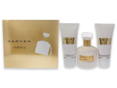 Carven LAbsolu by Carven for Women - 3 Pc Gift Set 3.33oz EDP Spray, 3.33oz Perfumed Body Milk, 3.33oz Perfumed Bath and Shower Gel Online now