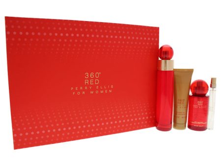 Perry Ellis 360 Red by Perry Ellis for Women - 4 Pc Gift Set 3.4oz EDP Spray, 0.33oz EDP Spray, 4oz Body Mist Spray, 3oz Shower Gel For Cheap