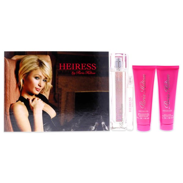 Paris Hilton Heiress by Paris Hilton for Women - 4 Pc Gift Set 3.4oz EDP Spray, 0.34oz EDP Spray, 3oz Body Lotion, 3oz Bath & Shower Gel Hot on Sale