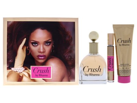 Rihanna Crush by Rihanna for Women - 3 Pc Mini Gift Set 3.4oz EDP Spray, 0.2oz EDP Rollerball, 3oz Body Lotion Supply