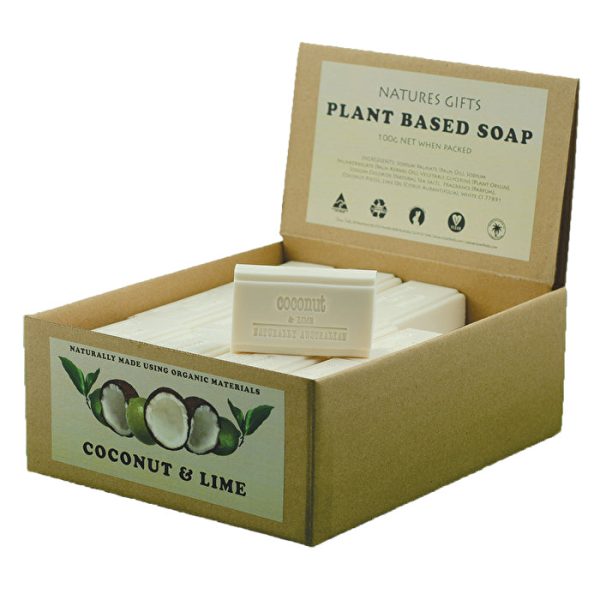 Clover Fields Natures Gifts Plant Based Soap Coconut & Lime 100g x 36 Display For Cheap