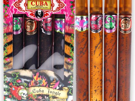 Cuba Cuba Jungle by Cuba for Women - 4 Pc Gift Set 1.17oz Cuba Snake EDP Spray, 1.17oz Cuba Tiger EDP Spray, 1.17oz Cuba Zebra EDP Spray, 1.17oz Cuba Heartbreak EDP Spray Supply