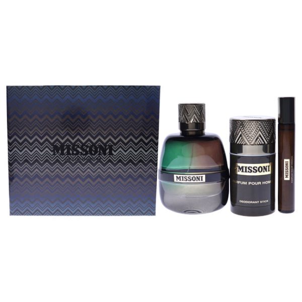 Missoni Missoni by Missoni for Men - 3 Pc Gift Set 3.4oz EDP Spray, 0.33oz EDP Spray, 2.5oz Deodorant Stick Online now