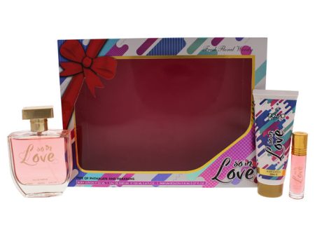 Cosmo Designs So In Love by Cosmo Designs for Women - 3 Pc Gift Set 3.4oz EDP Spray, 0.27oz Perfume Roll On, 1.7oz Body Lotion Cheap