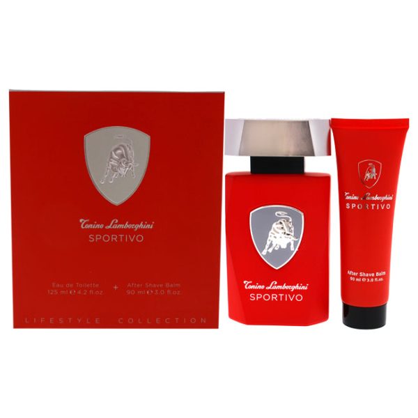 Tonino Lamborghini Lamborghini Sportivo by Tonino Lamborghini for Men - 2 Pc Gift Set 4.2oz EDT Spray, 3.0oz After Shave Balm Online Sale