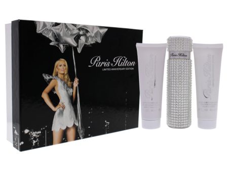 Paris Hilton Paris Hilton Anniversary Edition by Paris Hilton for Women - 3 Pc Gift Set 3.4oz EDP Spray, 3oz Body Glistening Lotion, 3oz Bath and Shower Gel For Sale