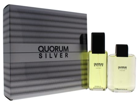 Antonio Puig Quorum Silver by Antonio Puig for Men - 2 Pc Gift Set 3.4oz EDT Spray, 3.4oz After Shave Lotion Discount