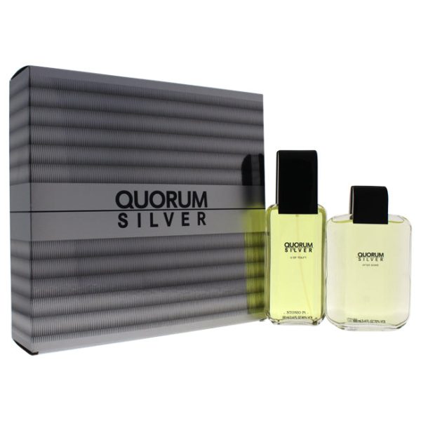 Antonio Puig Quorum Silver by Antonio Puig for Men - 2 Pc Gift Set 3.4oz EDT Spray, 3.4oz After Shave Lotion Discount