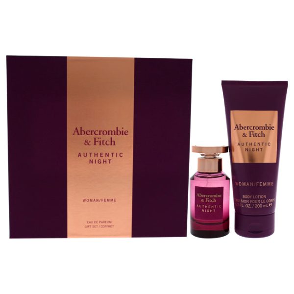 Abercrombie and Fitch Authentic Night by Abercrombie and Fitch for Women - 2 Pc Gift Set 1.7oz EDP Spray, 6.7oz Body Lotion For Discount