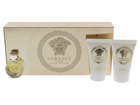 Versace Versace Eros Pour Femme by Versace for Women - 3 Pc Mini Gift Set 0.17oz EDP Splash, 0.8oz Luxuriy Bath and Shower Gel, 0.8oz Luxury Body Lotion Online Hot Sale