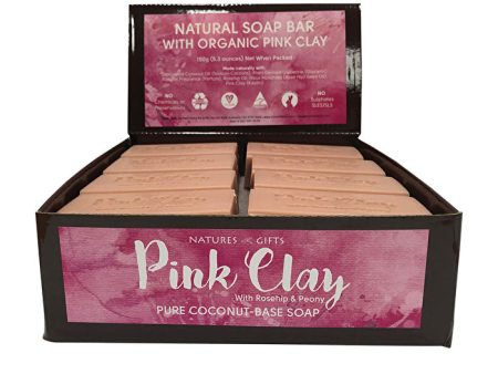 Clover Fields Natures Gifts Pink Clay with Rosehip & Peony Coconut-Base Soap 150g x 16 Display Online