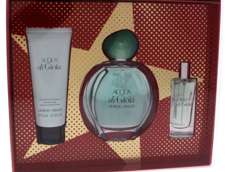 Giorgio Armani Acqua Di Gioia by Giorgio Armani for Women - 3 Pc Gift Set 3.4oz EDP Spray, 0.5oz EDP Spray, 2.5oz Body Lotion on Sale