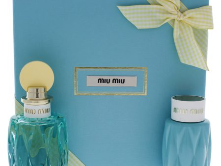 Miu Miu Leau Bleue by Miu Miu for Women - 2 Pc Gift Set 3.4 oz EDP Spray, 3.4oz Body Lotion Hot on Sale