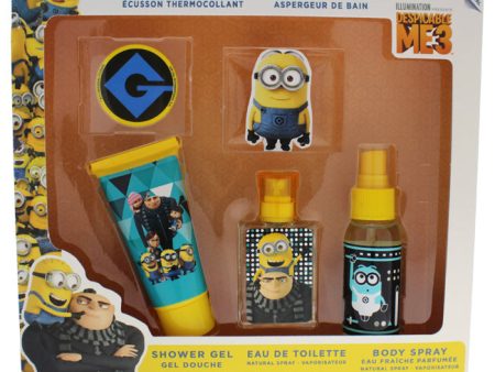 Air Val International Despicable Me 3 by Air-Val International for Kids - 5 Pc Gift Set 1.01oz EDT Spray, 2.03oz Shower Gel, 2.03oz Body Spray, 1 Iron On Patch, 1 Squirt Toy Online