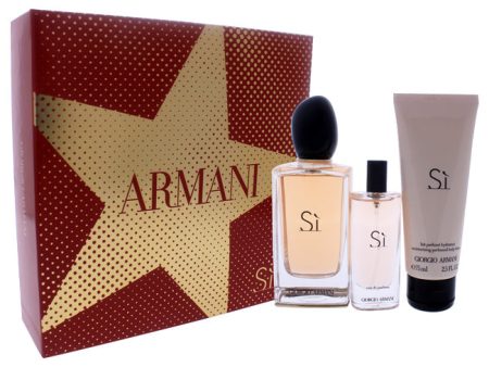 Giorgio Armani Giorgio Armani Si by Giorgio Armani for Women - 3 Pc Gift Set 3.4oz EDP Spray, 0.5oz EDP Spray, 2.5oz Body Lotion For Sale