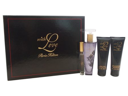 Paris Hilton With Love by Paris Hilton for Women - 4 Pc Gift Set 3.4oz EDP Spray, 0.2oz EDP Rollerball, 3oz Body Lotion, 3oz Shower Gel For Discount