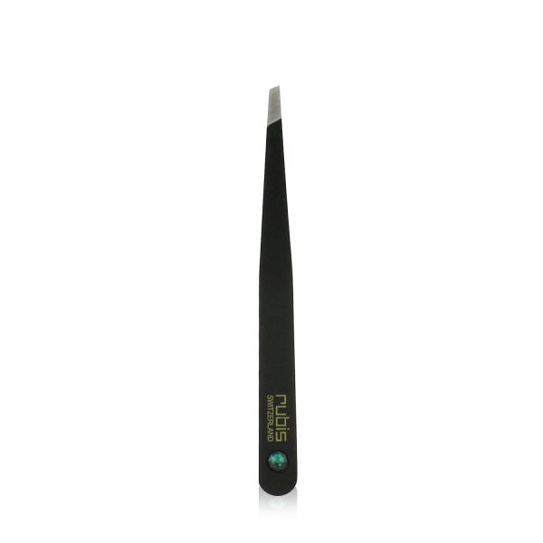 Rubis Tweezers Classic Swarovski - # Black With Emerald Swarovski Gem on Sale