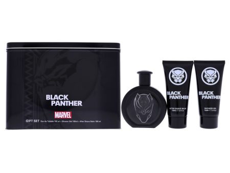 Marvel Black Panther by Marvel for Kids - 3 Pc Gift Set 3.4oz EDT Spray, 3.4oz Shower Gel, 3.4oz After Shave Balm Online