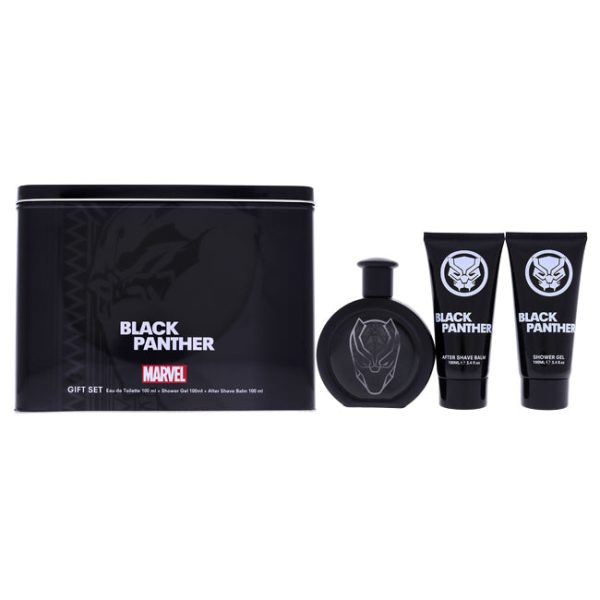 Marvel Black Panther by Marvel for Kids - 3 Pc Gift Set 3.4oz EDT Spray, 3.4oz Shower Gel, 3.4oz After Shave Balm Online