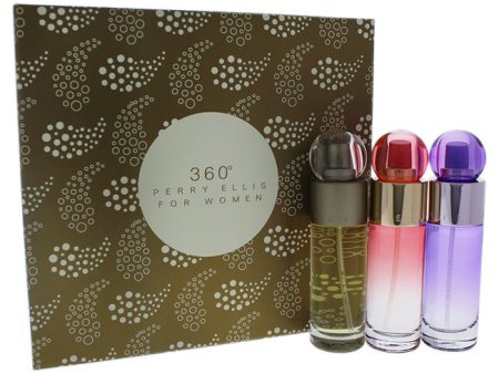 Perry Ellis 360 by Perry Ellis for Women - 3 Pc Gift Set 1oz EDT Spray, 1oz Coral EDP Spray, 1oz Purple EDP Spray Online Hot Sale