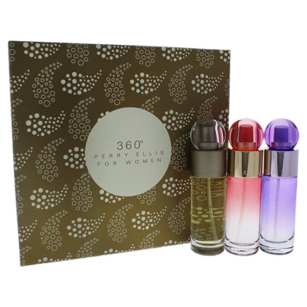 Perry Ellis 360 by Perry Ellis for Women - 3 Pc Gift Set 1oz EDT Spray, 1oz Coral EDP Spray, 1oz Purple EDP Spray Online Hot Sale