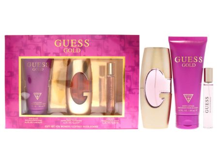 Guess Guess Gold by Guess for Women - 3 Pc Gift Set 2.5oz EDP Spray, 0.5oz Travel Spray, 6.7oz Body Lotion Supply